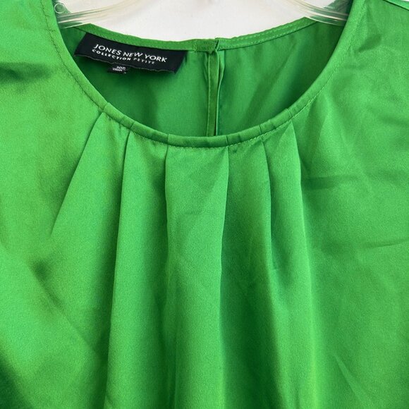 Jones New York Women's sz 10P Sleeveless Pleated Shell Top Green Relaxed Silky - Picture 4 of 6